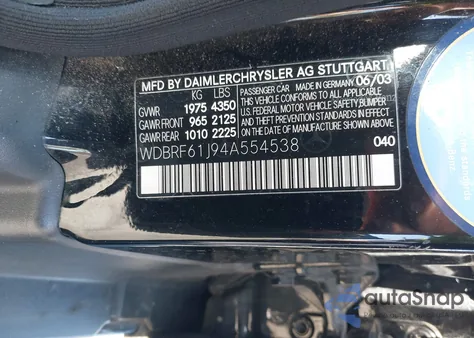 2004 Mercedes-Benz C 240 from USA, damaged, VIN WDBRF61J94A554538